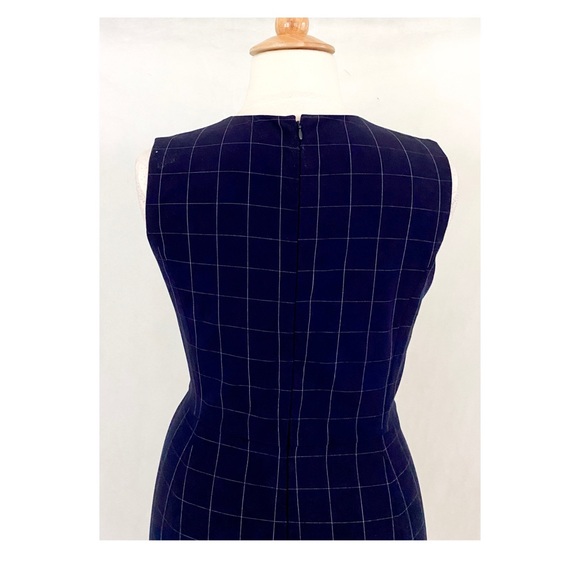 Ann Taylor Sleeveless Navy Tattersall Plaid Dress - Picture 7 of 11